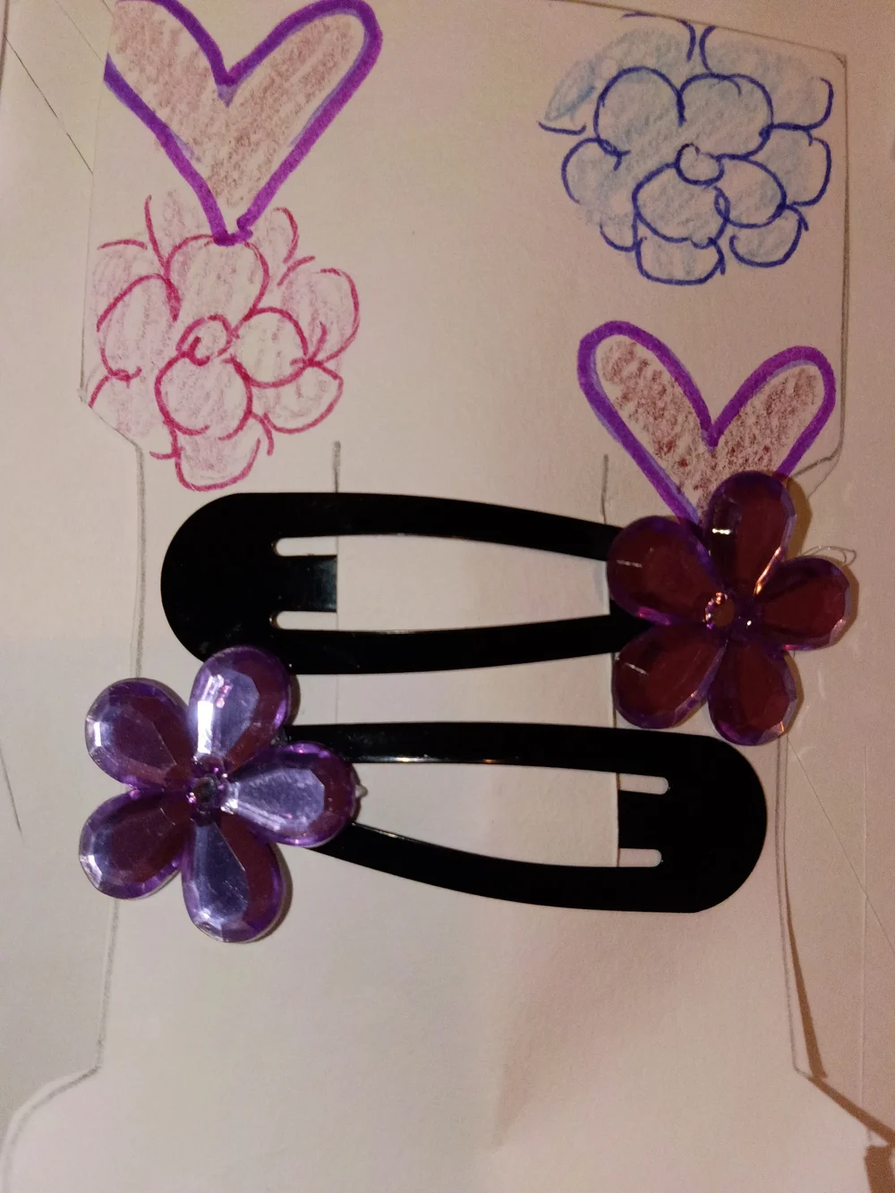 Kids Floral Snap Hair Clips - Purple Flower